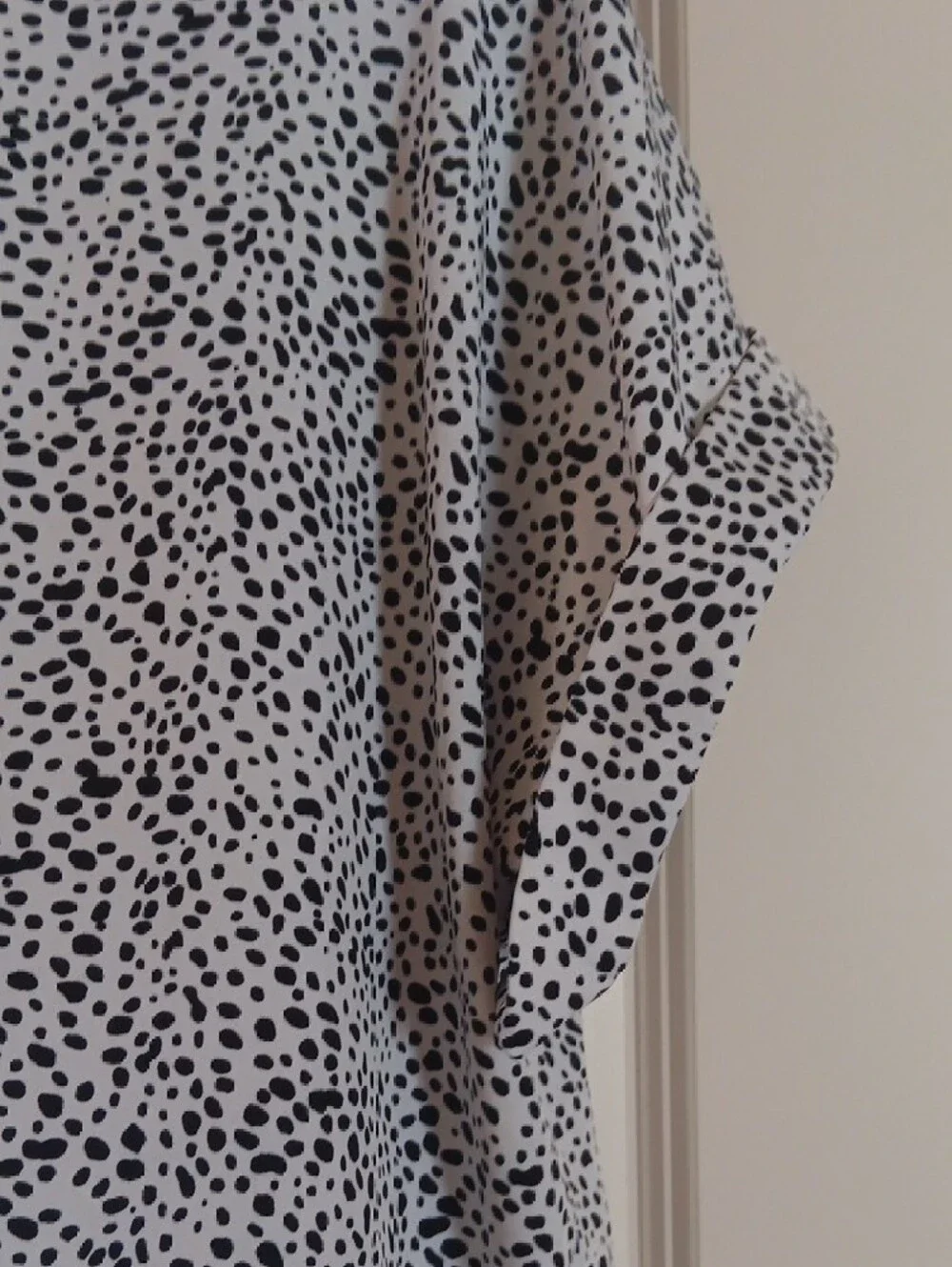Short Sleeve Crewneck Top in Black Speckle on White - Picture 2 of 3